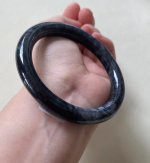 59.0mm Natural Myanmar Black Jadeite Bangle Certificated Grade A