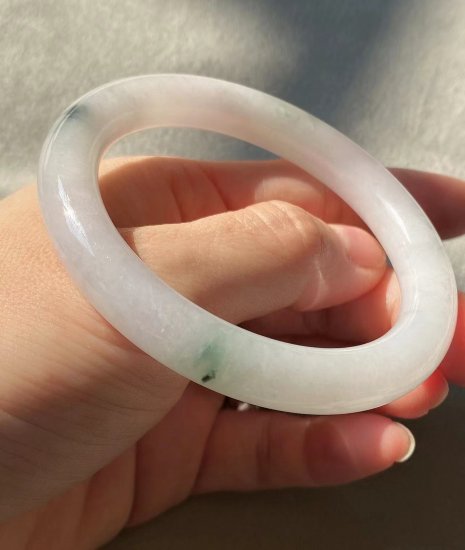 Natural Icy White Jadiete Bangle 56.6mm Certificated Grade A Icy