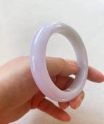 57.5mm Natural Myanmar Lanvender & Green Jadeite Jade Bangle Cer