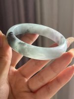 57.8mm Translucent Natural Burma Old Pit Jadeite Jade Bangle Cer