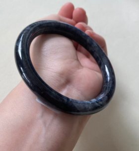 59.0mm Natural Myanmar Black Jadeite Bangle Certificated Grade A
