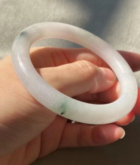 Natural Icy White Jadiete Bangle 56.6mm Certificated Grade A Icy